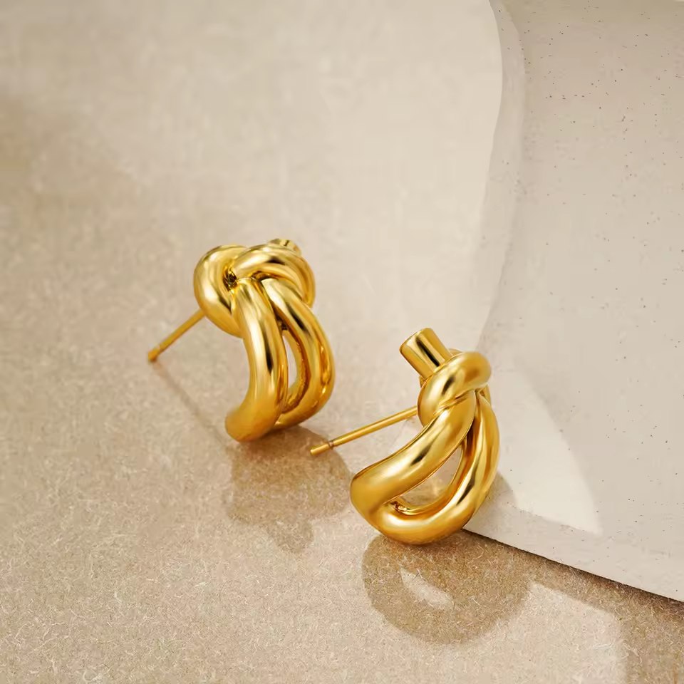 Celyssa Knot Huggie Stud Earrings