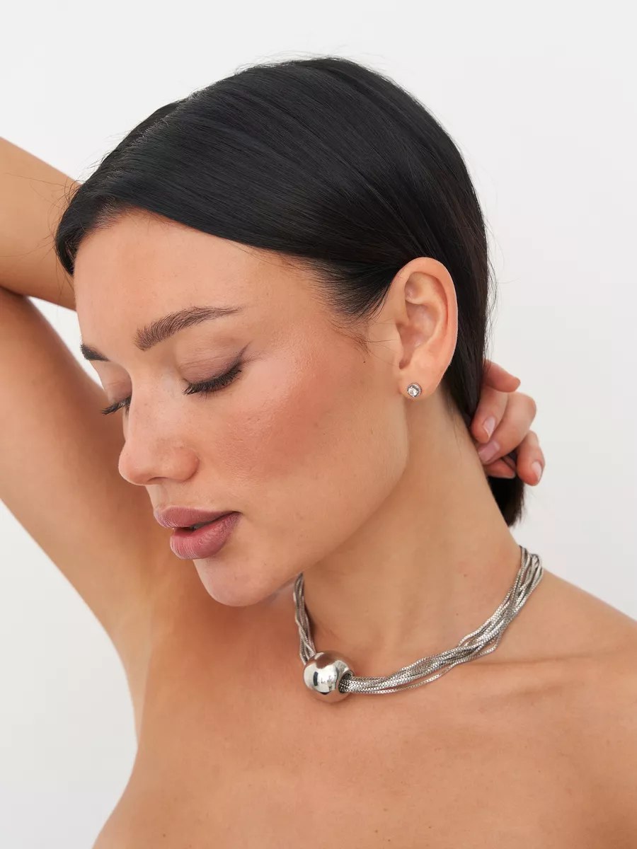Celyssa Layered Necklace with Polished Ball Pendant