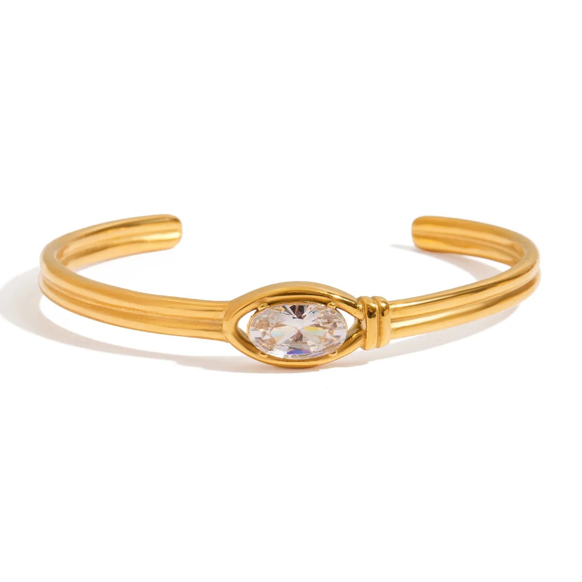 Celyssa Elysian Oval Crystal Cuff Bracelet