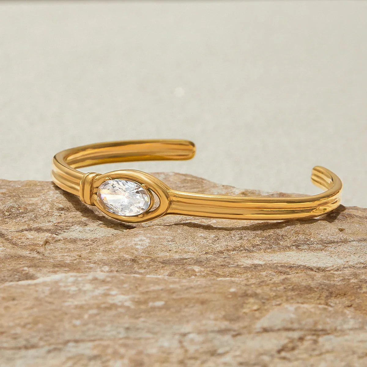 Celyssa Elysian Oval Crystal Cuff Bracelet