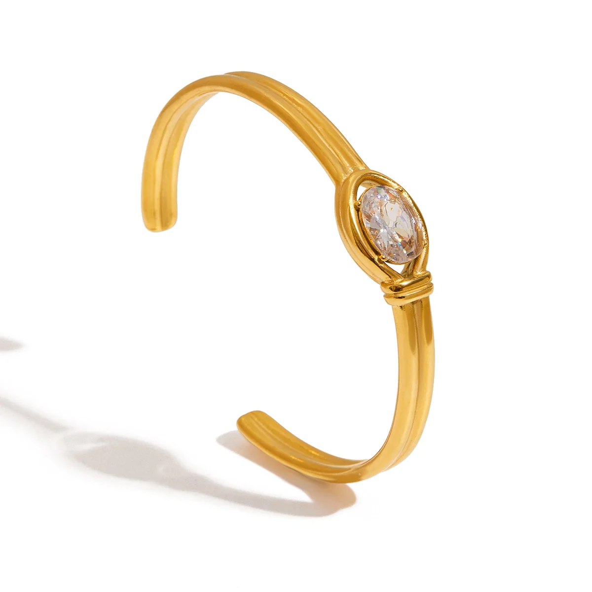 Celyssa Elysian Oval Crystal Cuff Bracelet