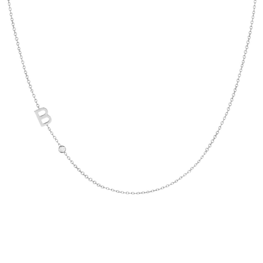 Celyssa Sideways Pavé Initial Letter Necklace in 18K Gold Vermeil / N