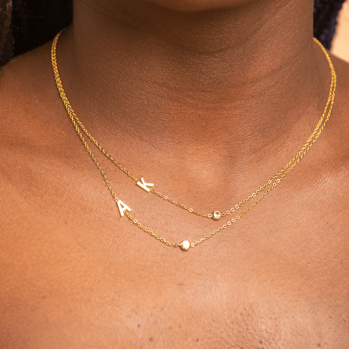Celyssa Sideways Pavé Initial Letter Necklace in 18K Gold Vermeil / K