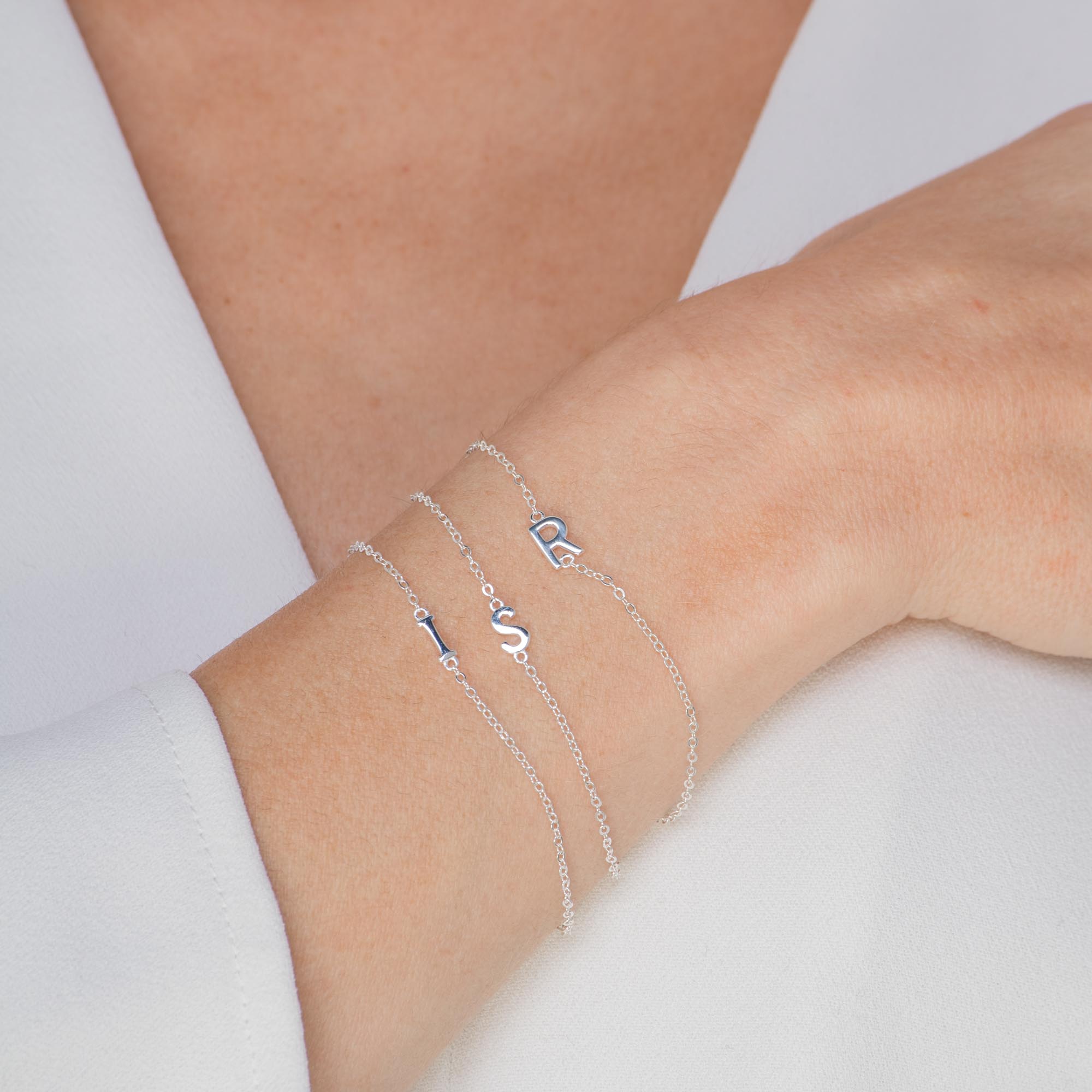 Celyssa Sideways Single Initial Letter Bracelet in 18K Gold Vermeil / D