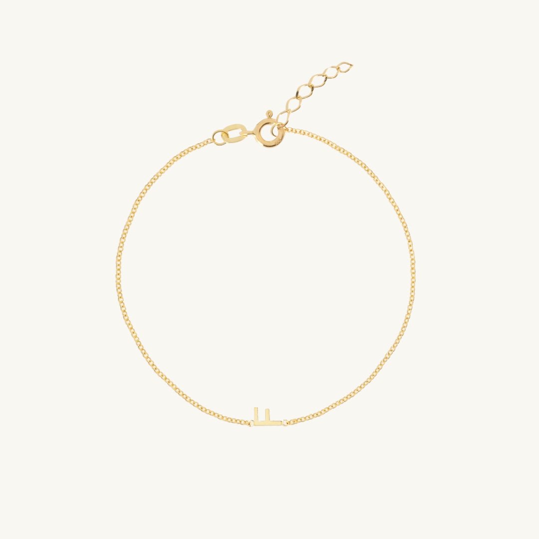Celyssa Sideways Single Initial Letter Bracelet in 18K Gold Vermeil / A