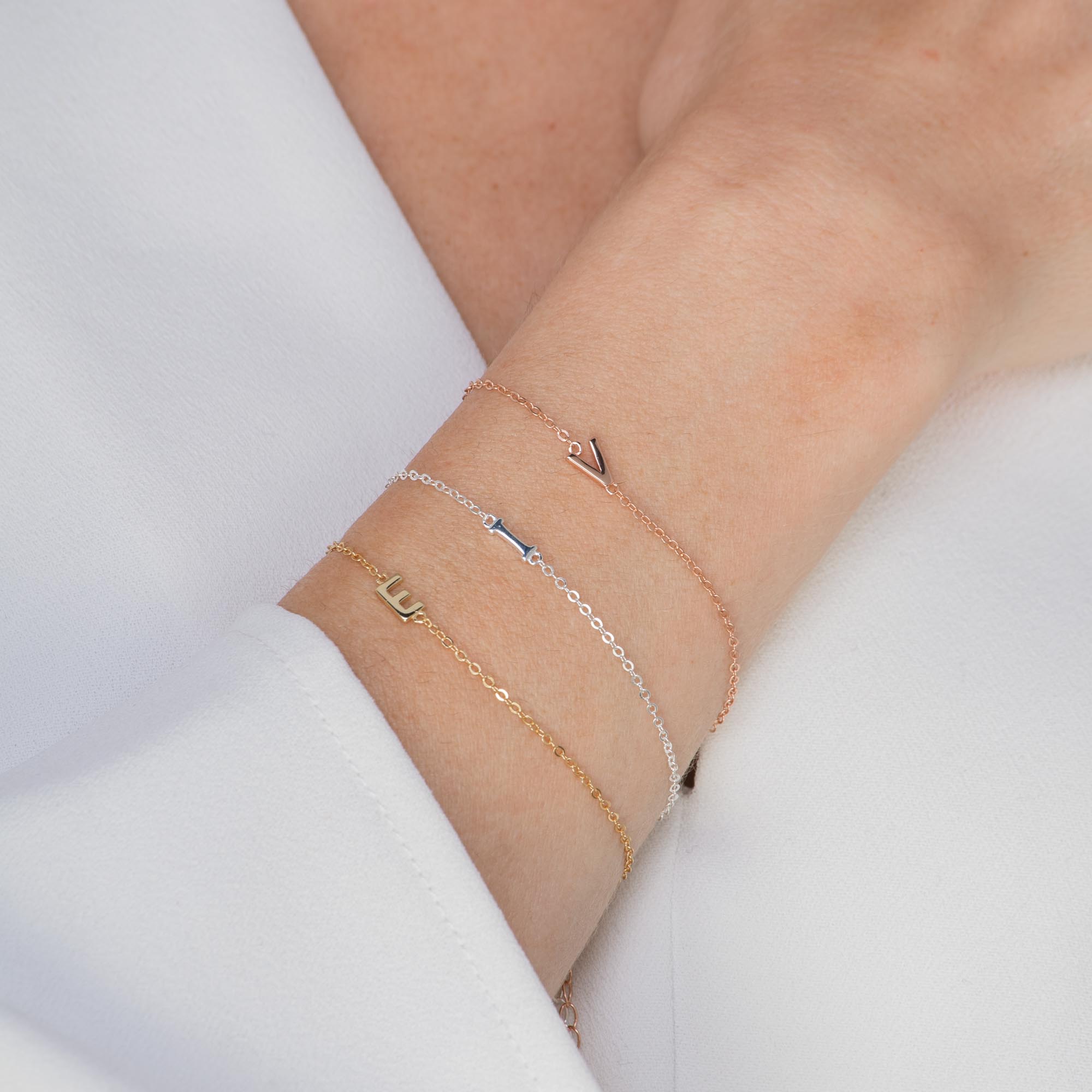 Celyssa Sideways Single Initial Letter Bracelet in 18K Gold Vermeil / B
