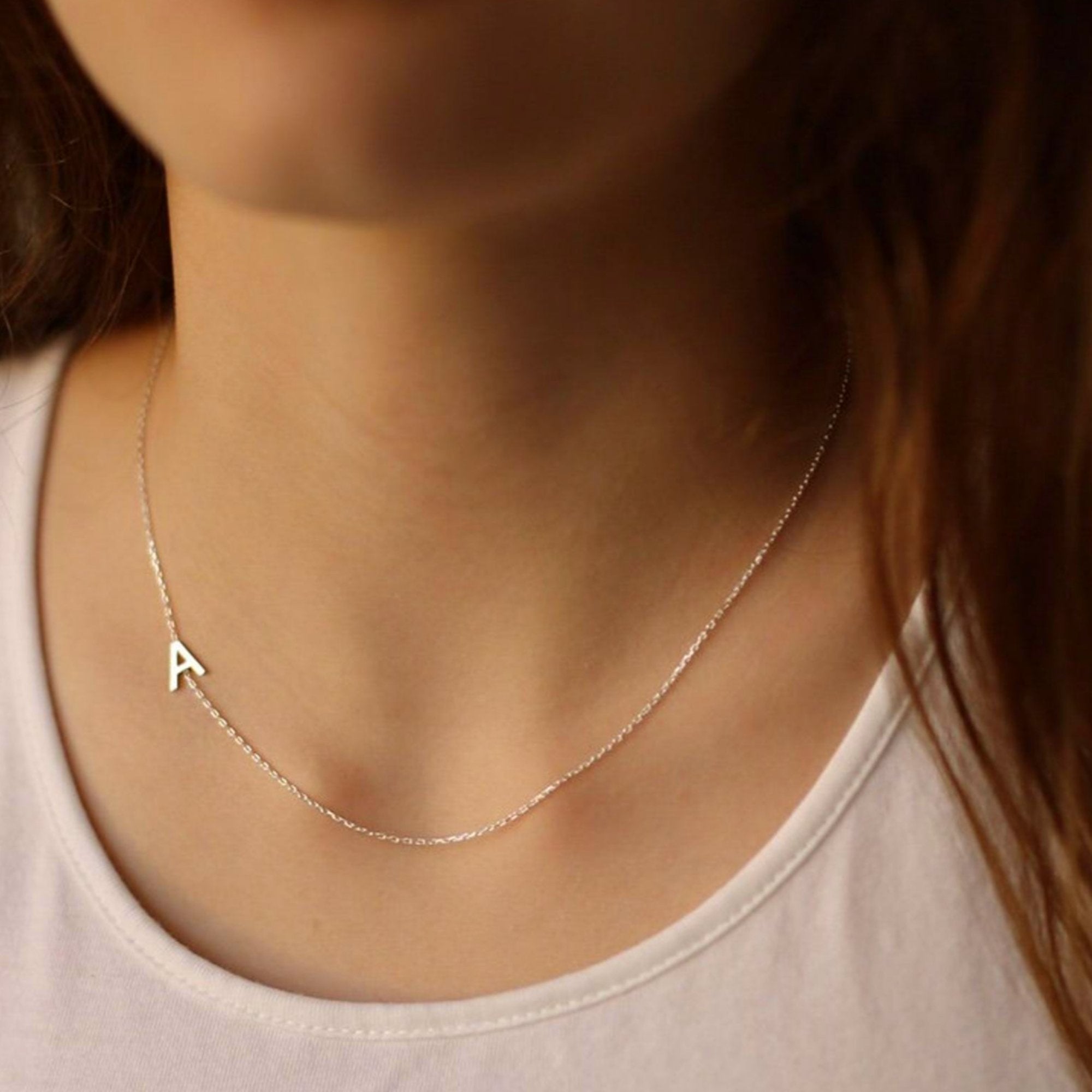 Celyssa Sideways Initial Letter Necklace in Gold / C