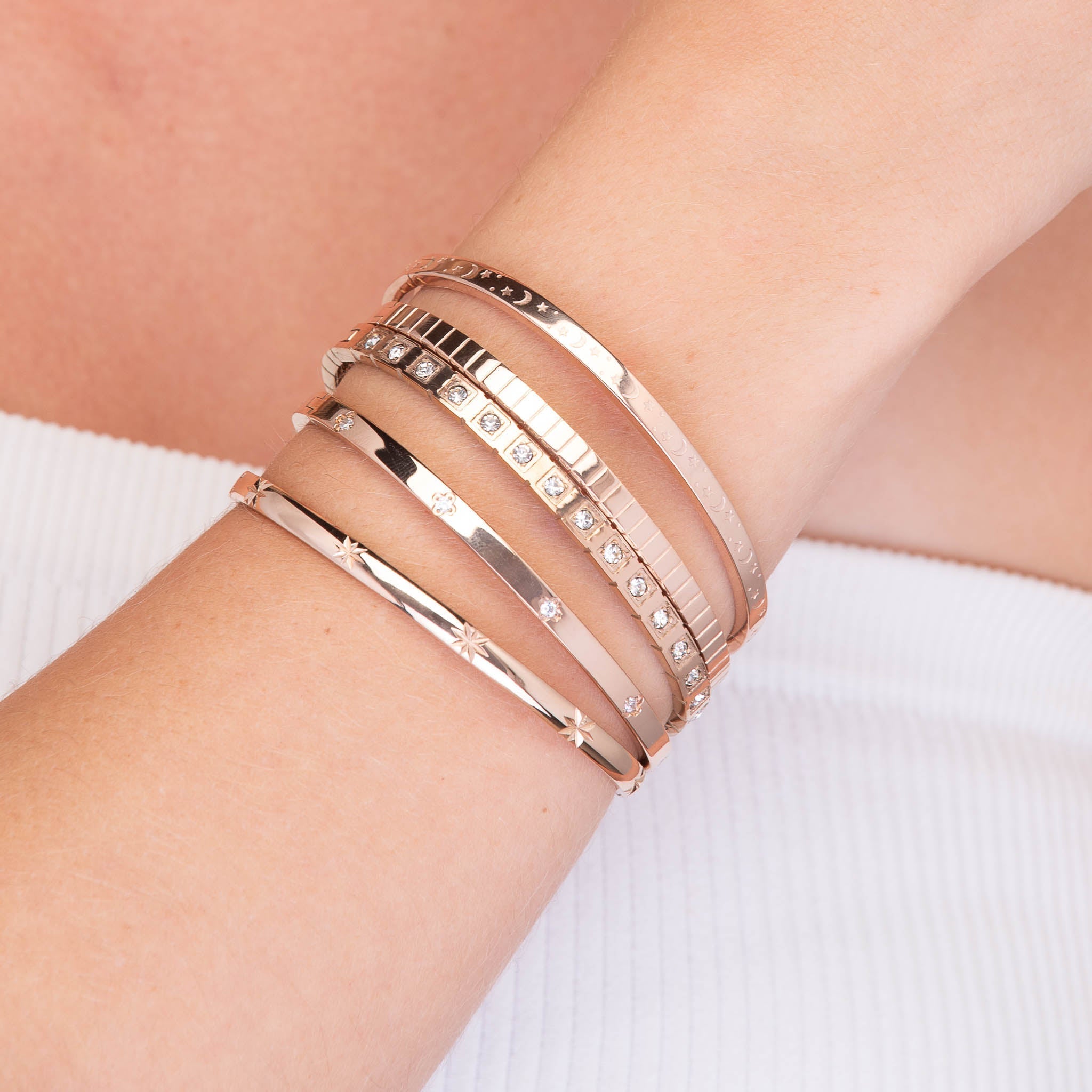 Celyssa Clover Zirconia Hinged Bangle Bracelet