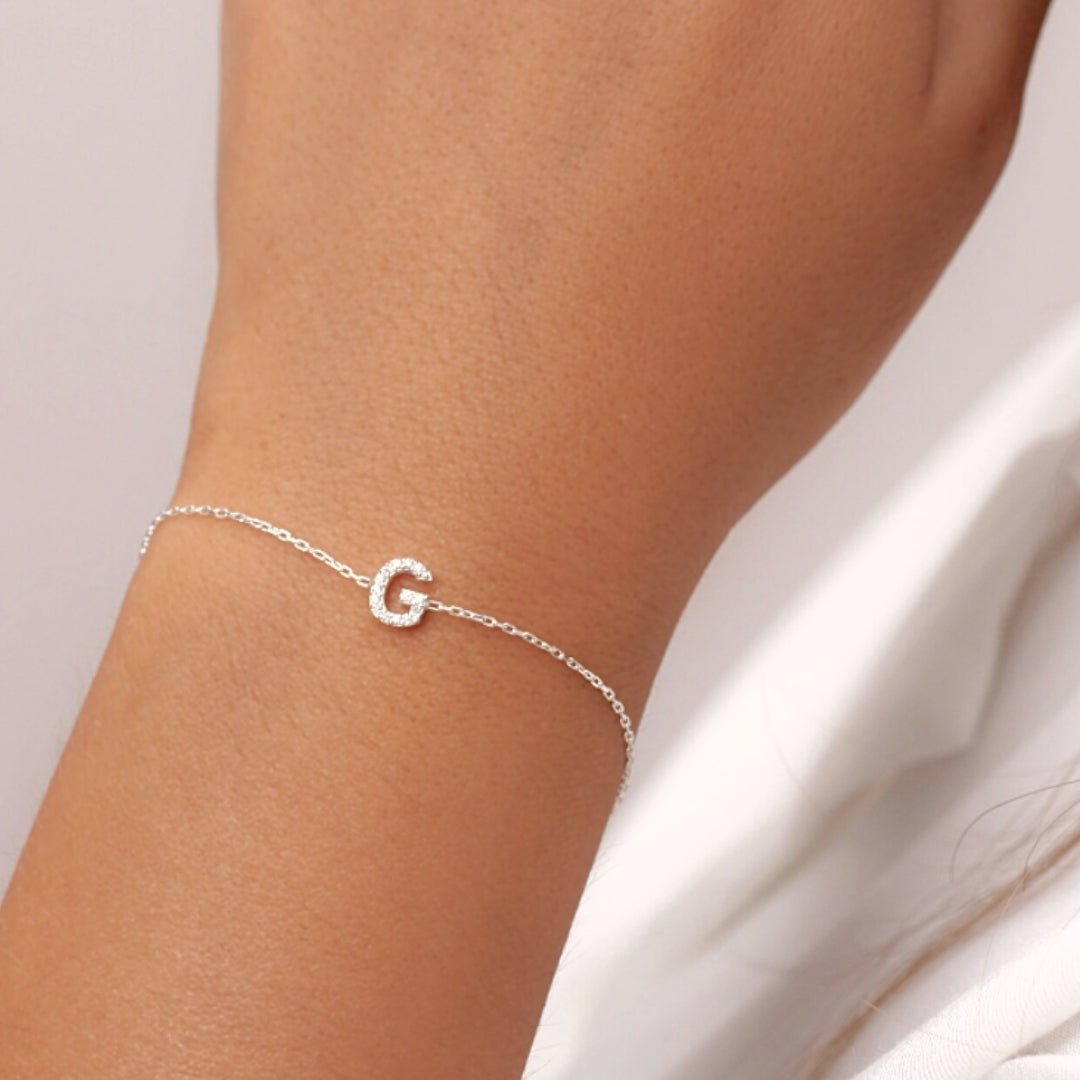 Celyssa The Original Initial Sapphire Letter Bracelet in 18K Gold Vermeil / H