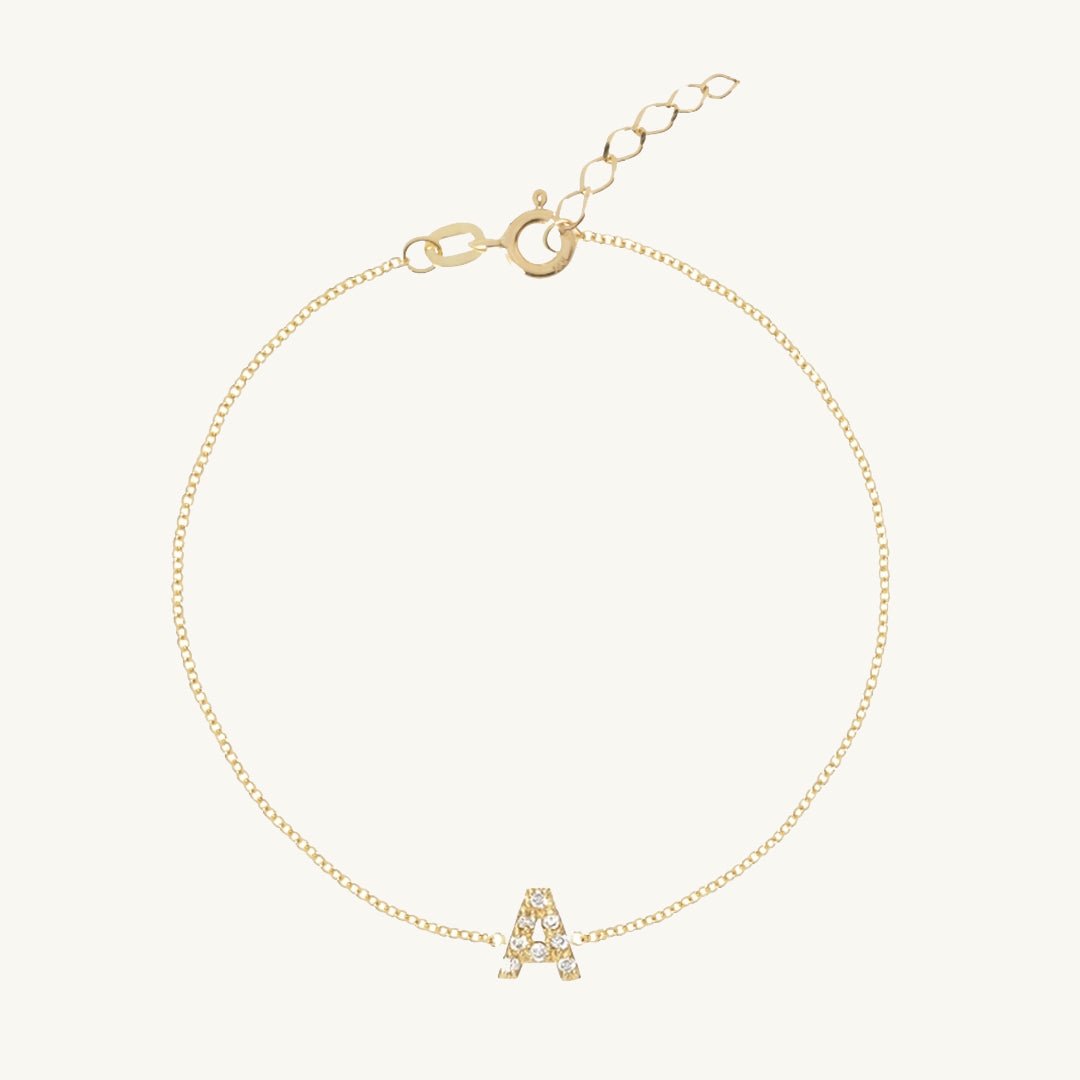 Celyssa The Original Initial Sapphire Letter Bracelet in 18K Gold Vermeil / C