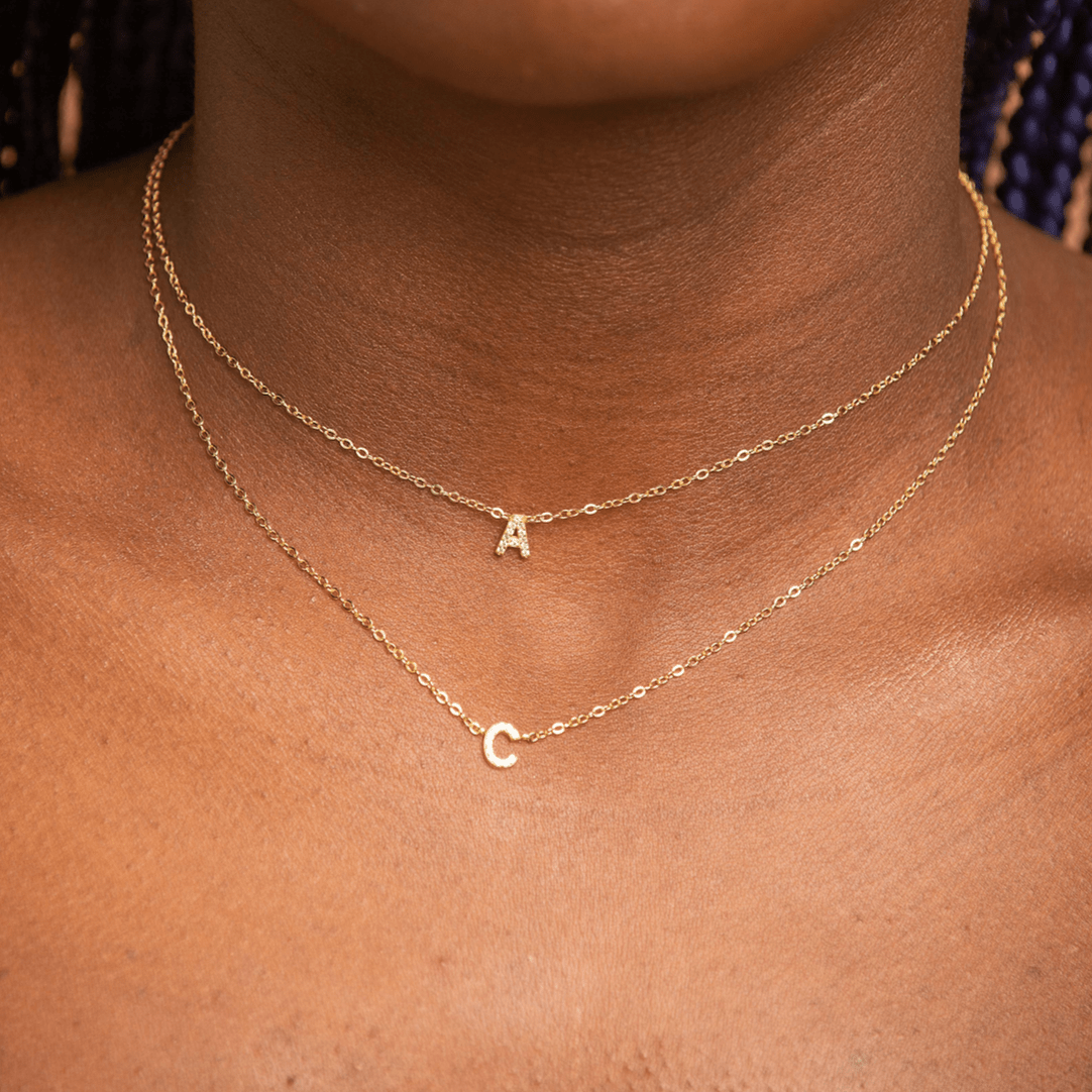 Celyssa Initial Sapphire Letter Necklace in 18K Gold Vermeil / F
