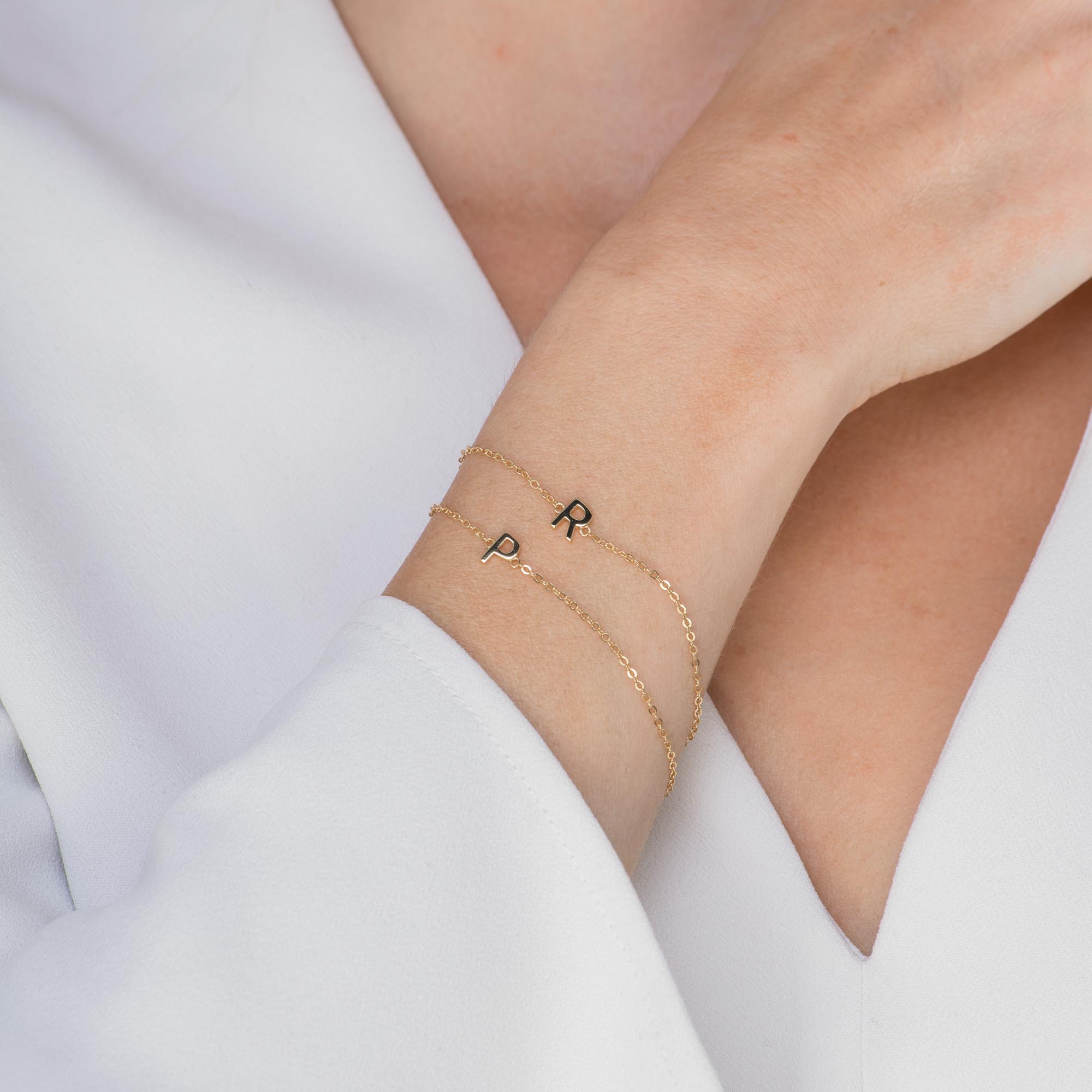 Celyssa The Original Single Initial Letter Bracelet in 18K Gold Vermeil / F