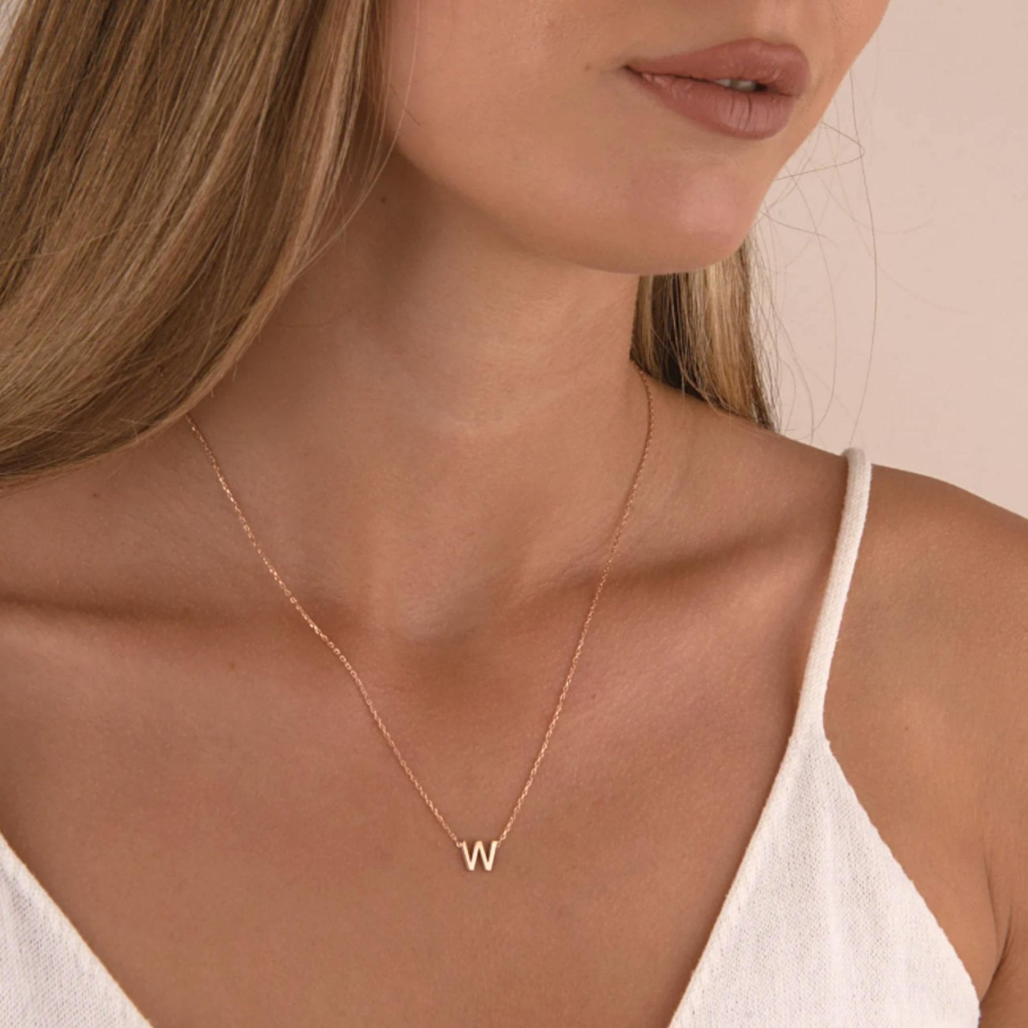 Celyssa Dainty Initial Letter Necklace in Gold / J