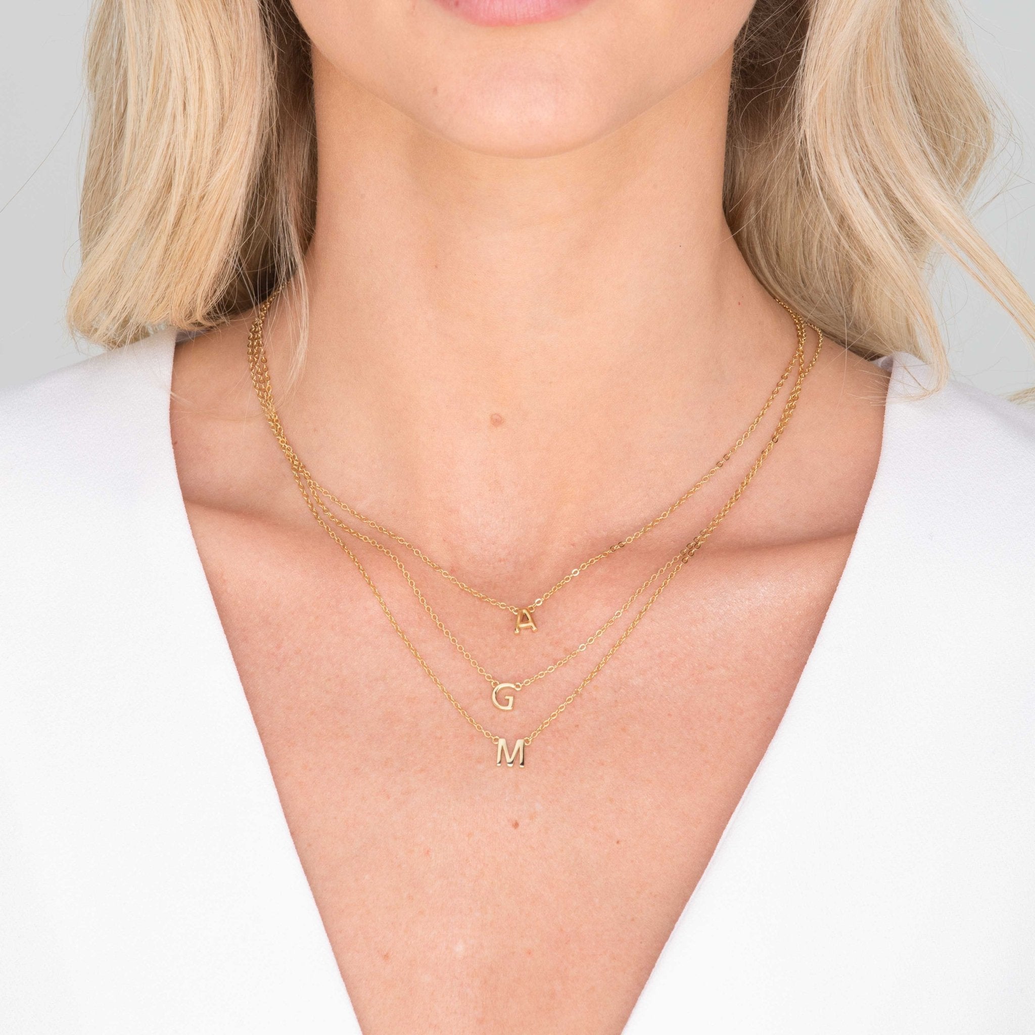Celyssa Dainty Initial Letter Necklace in Gold / Q