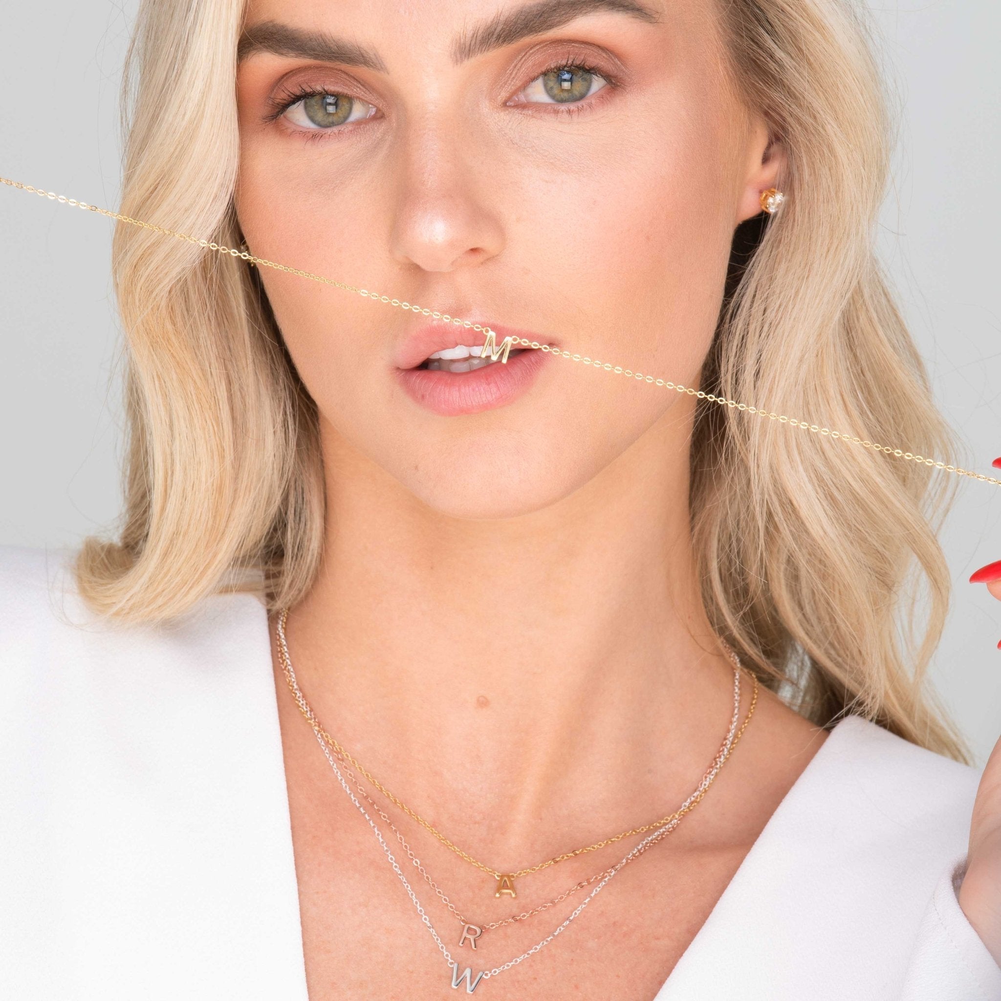 Celyssa Dainty Initial Letter Necklace in Gold / T